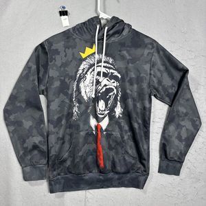 Mr. Bao Long & Miss Go Men's Black Gorilla/Ape Face Sweatshirt Hoodie Size M